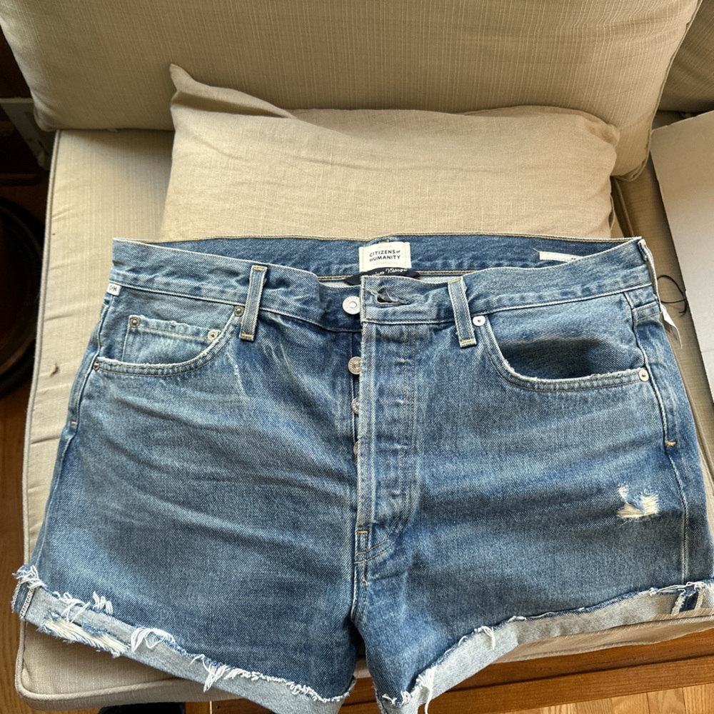 Citizens Of Humanity Blue Jean Shorts Distressed Cut-Off Style